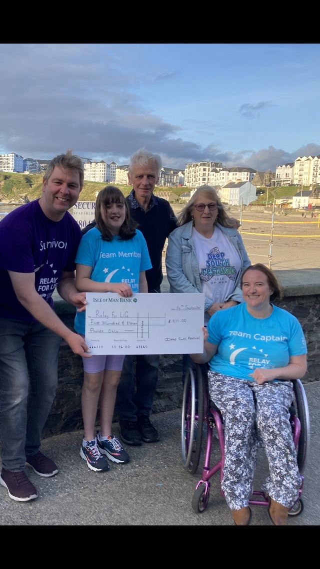John Emmet representing Relay for Life along with his daughter Claire and wife Ellen and David and Linda Kneale from the Deep South Festival