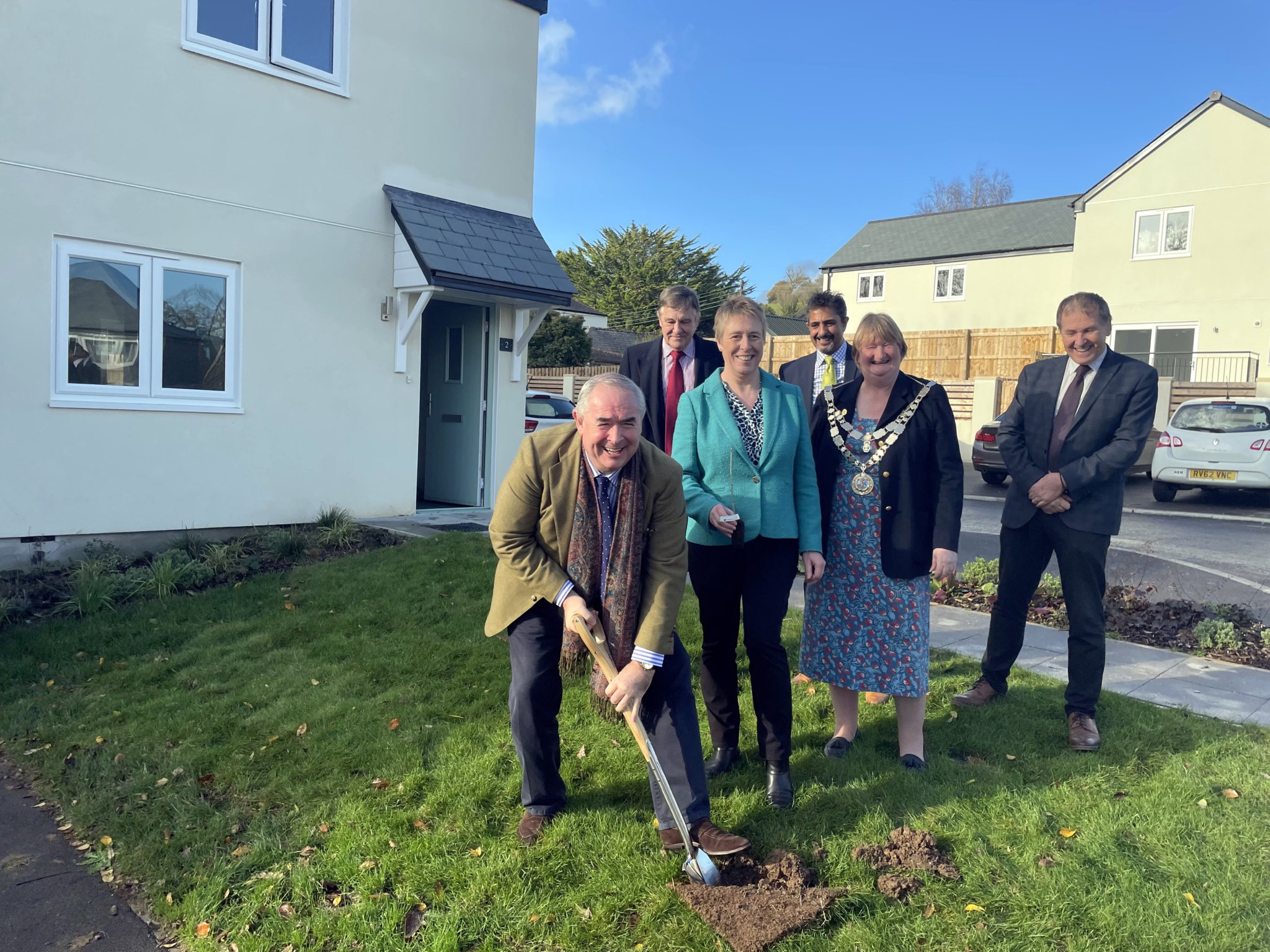 MP for Torridge and West Devon Sir Geoffrey Cox cut the ribbon and planted a tree