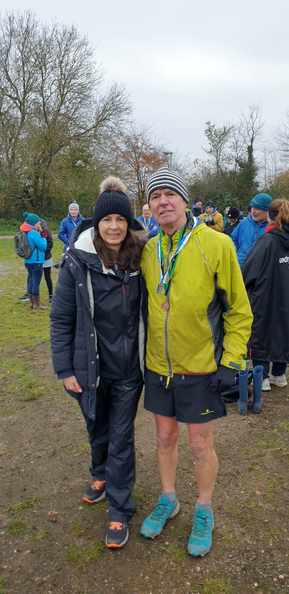 ABOVE-LEFT: Karen King donned a festive outfit for the Fordh Sen Mighal. ABOVE-RIGHT: Karen King (left) and Lucy Gooding after the race. BELOW: Danny Heggs (right) finished second in his age category at the Devon County Championships.