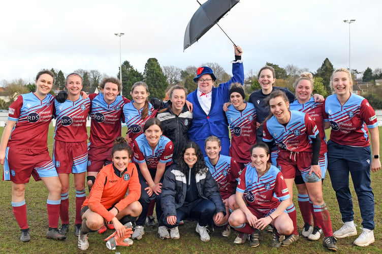 BADSHOT LEA LADIES FC MRW 6/2/2022
Badshot Lea FC Ladies (maroon/blue+maroon/blue) football match against Mortimer Ladies FC (yellow+dark grey)
Held at Badshot Lea Football Club, Westfield Lane, Wrecclesham, Surrey
Winners all ! - Badshot Lea Ladies F.C.
Picture: Malcolm Wells