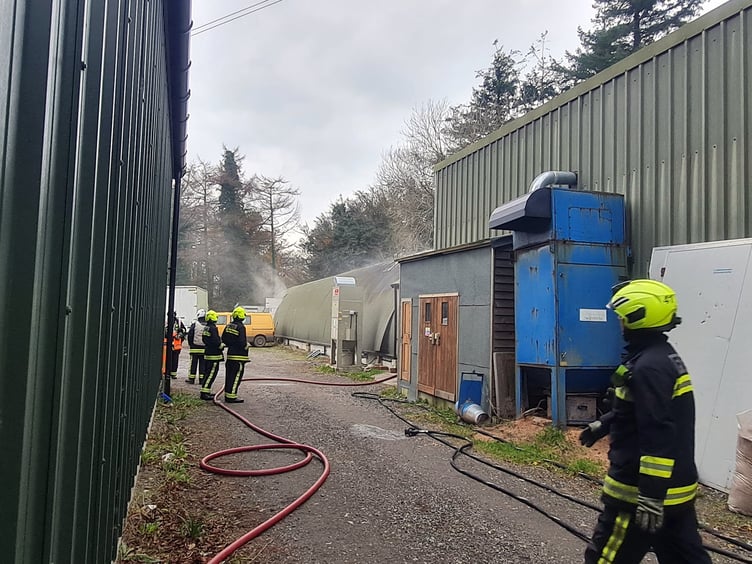 Firefighters tackle a blaze at a wood joinery workshop in Rattery. Pictures: Buckfastleigh Fire Station (December 2022)