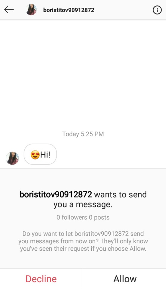 Sextorition message from Instagram scammer