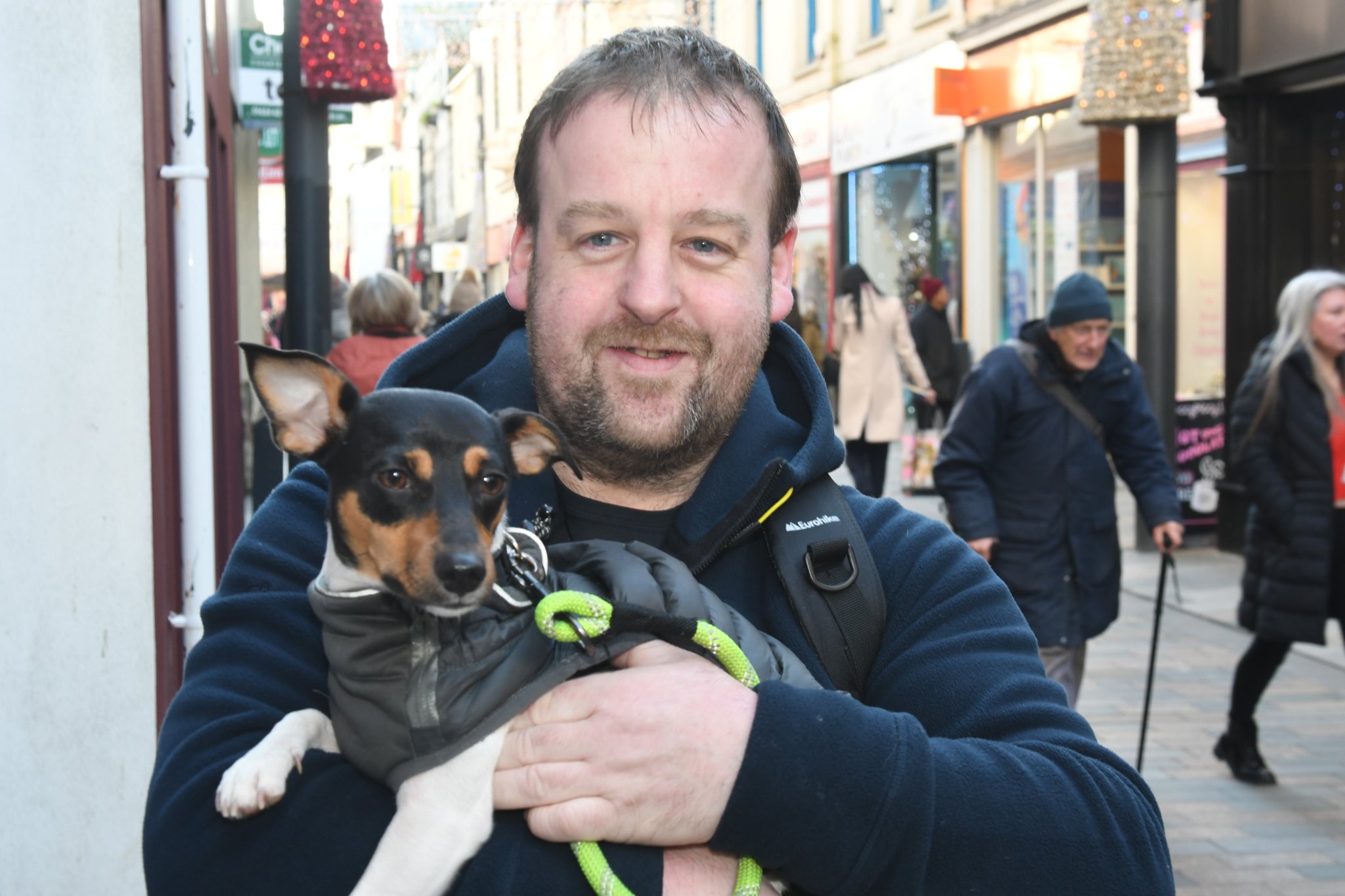 Public opinions on giving Christmas cards - Matt Hanson with Roo the dog