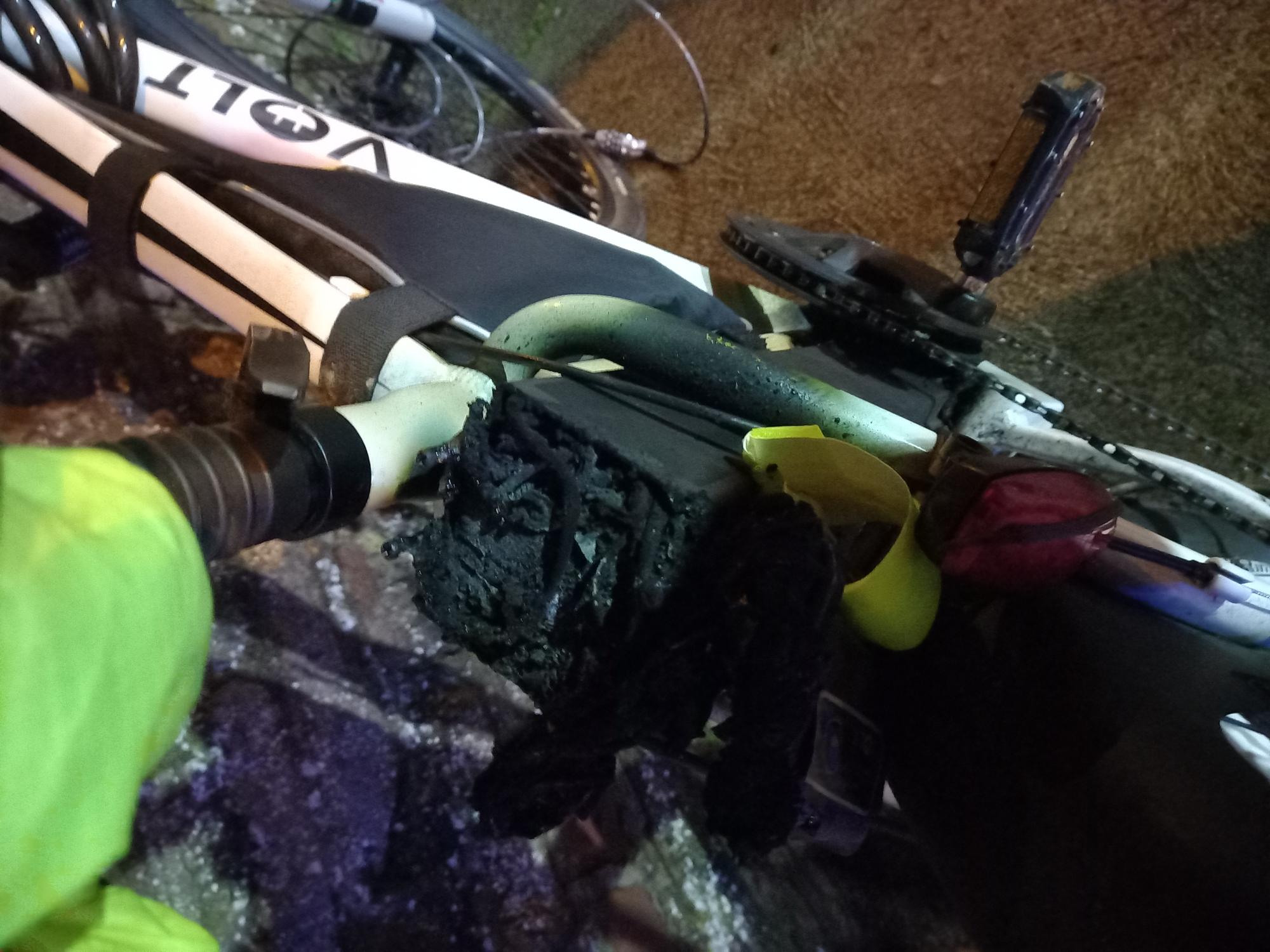 The bike that set alight in Marine Parade, Peel