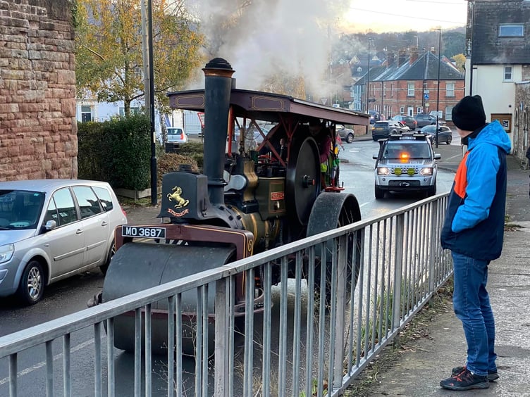 Gazette reader Sandra Brown has sent in these two pictures of the Aveling and Porter steamroller travelling through Ross-on-Wye town centre on December 10, 2022