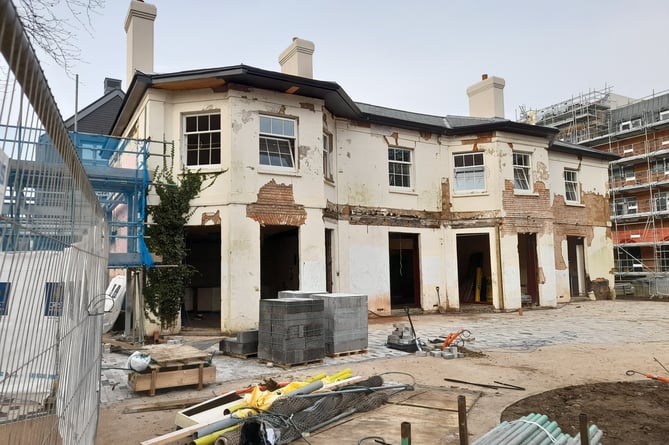 Grade II-listed Brightwell House in its present form, as of December 2022, midway through its refurbishment