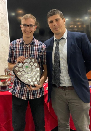 The second team’s best bowler Jack Baldwin with captain Andrew Coutt