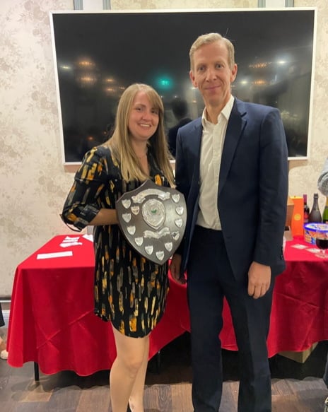 Third team batter of the year Hazel Wilkinson with skipper Mike Hughes