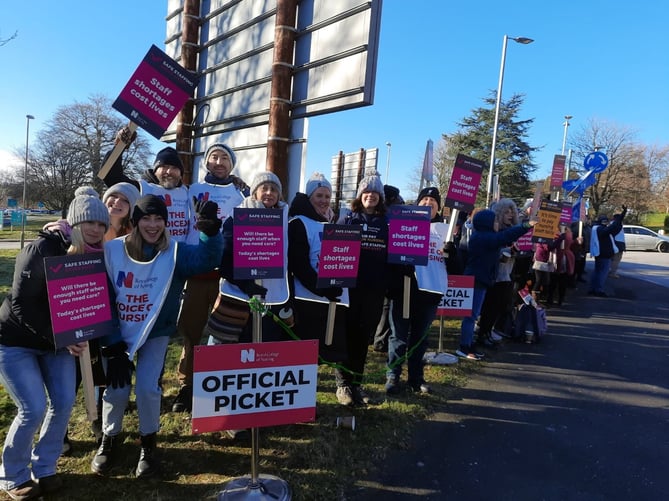 nurses on picket line at Derriford Hospital