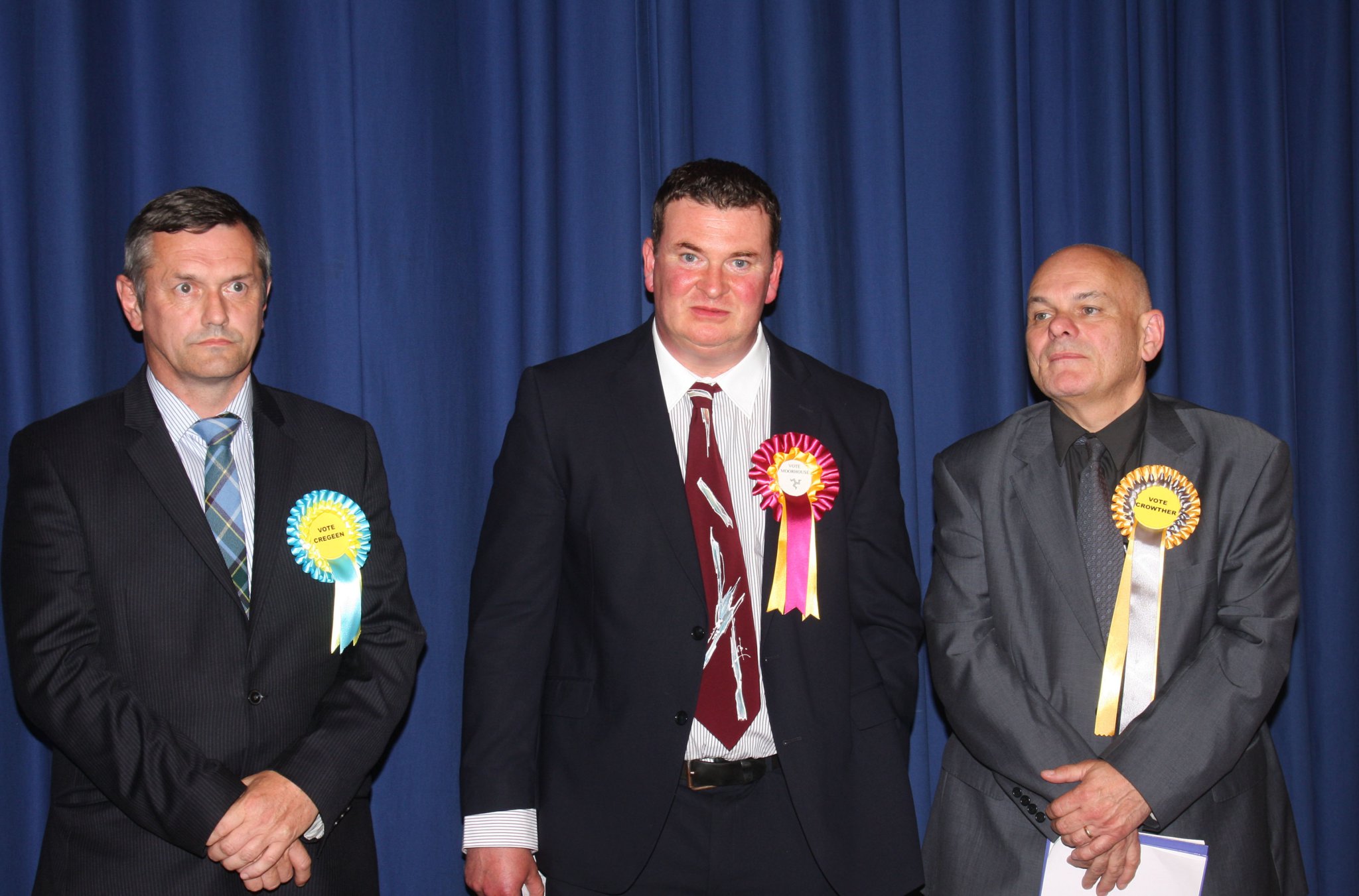 General Election results Rushen and Castletown 2016
Graham Cregeen,Jason Moorhouse,Steve Crowter.