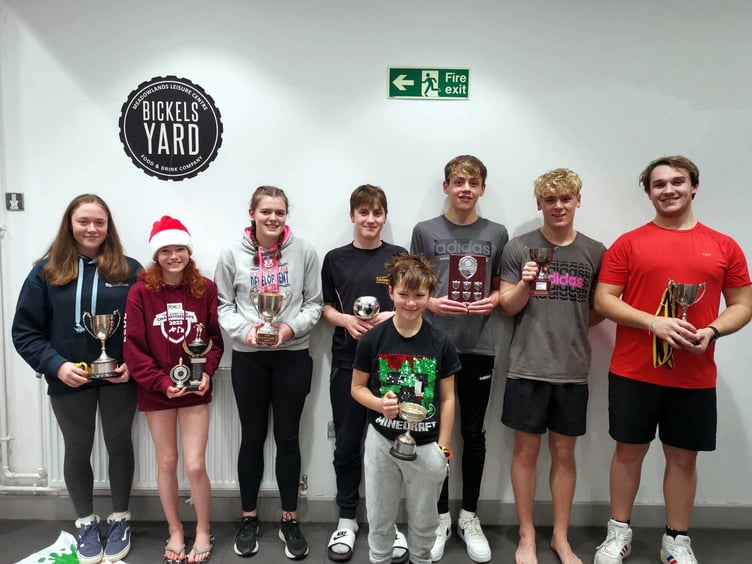 Tavistock Swimming Club’s trophy winners of 2022 proudly pictured with their silverware.