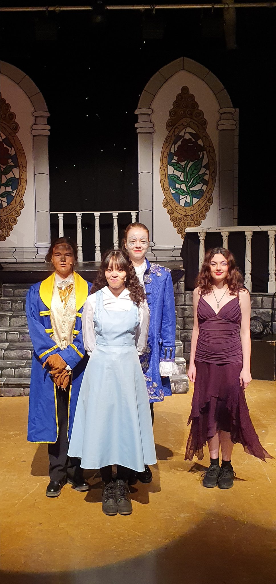 ABOVE: The cast.
LEFT AND BELOW: Belle was played by Alice Graham (below) and Lena Raphael (left) with Lumiere played by Hazel Stube.
