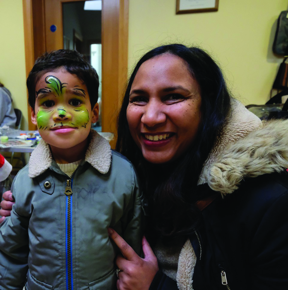 Mason looks the finished article after his face-painting session