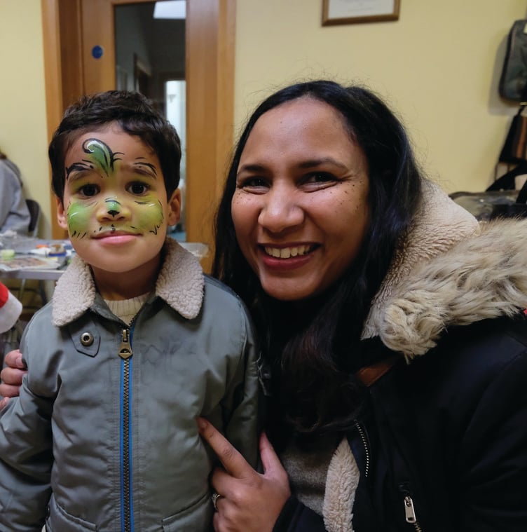 Mason looks the finished article after his face-painting session