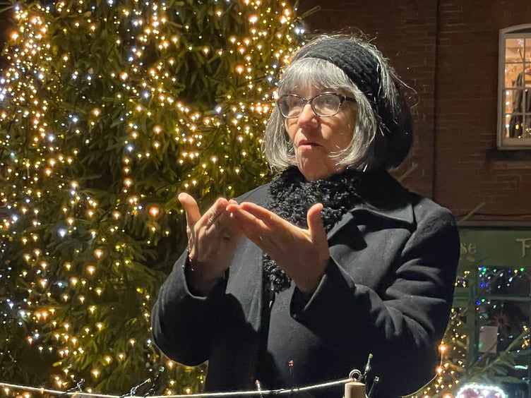 At the Crediton Town Band Carols in the Square evening.