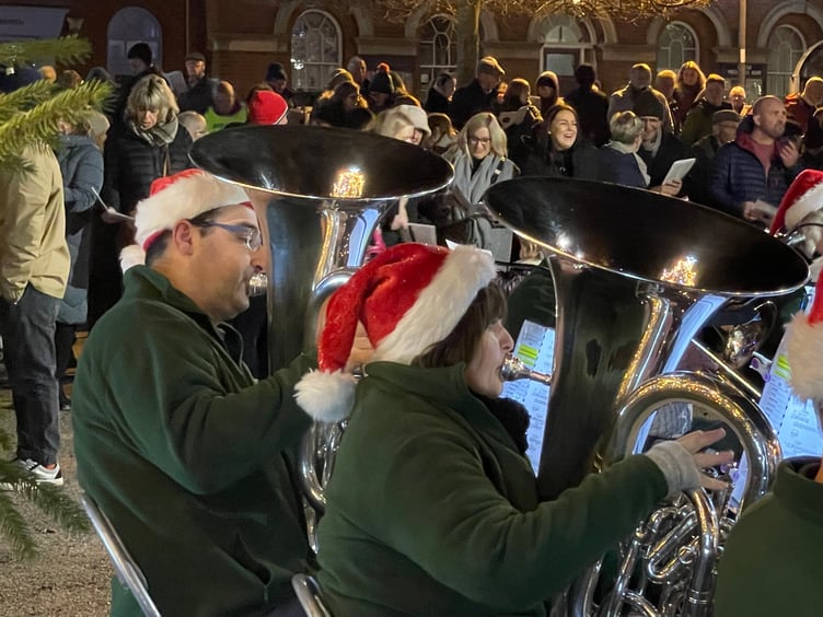 At the Crediton Town Band Carols in the Square evening.