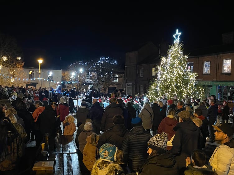 At the Crediton Town Band Carols in the Square evening.
