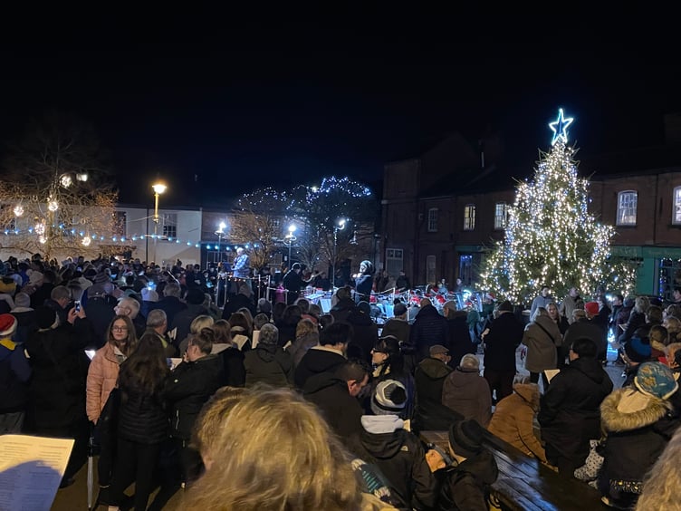 At the Crediton Town Band Carols in the Square evening.
