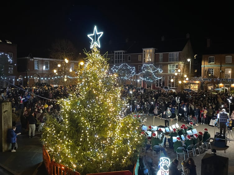At the Crediton Town Band Carols in the Square evening. Photo by permission of R and G Barbers.
