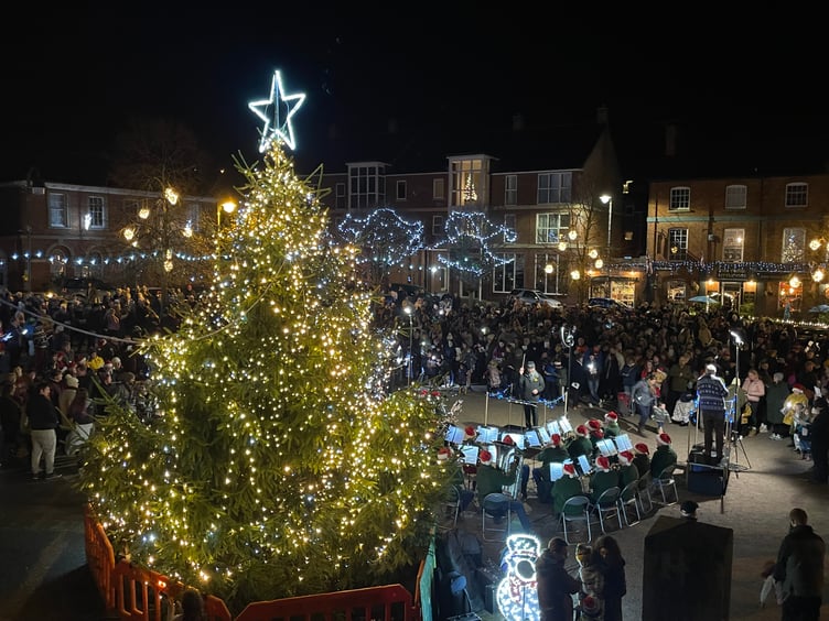 At the Crediton Town Band Carols in the Square evening. Photo by permission of R and G Barbers
