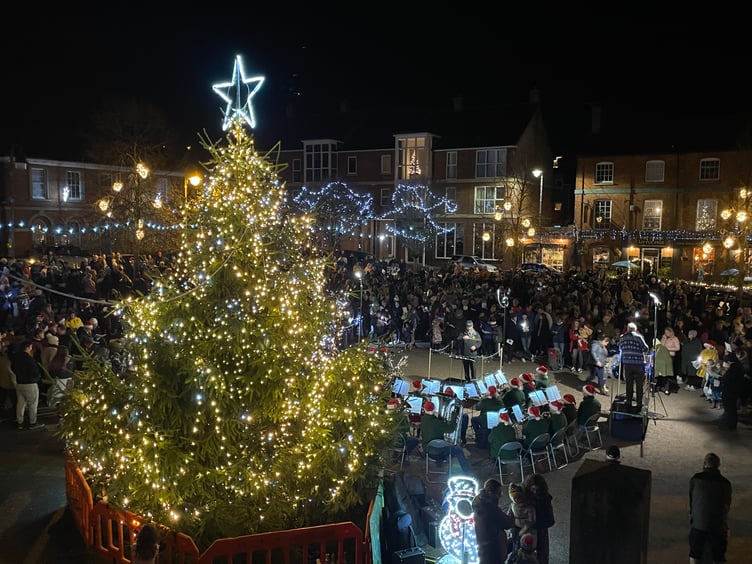 At the Crediton Town Band Carols in the Square evening. Photo by permission of R and G Barbers