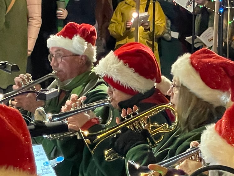 At the Crediton Town Band Carols in the Square evening.