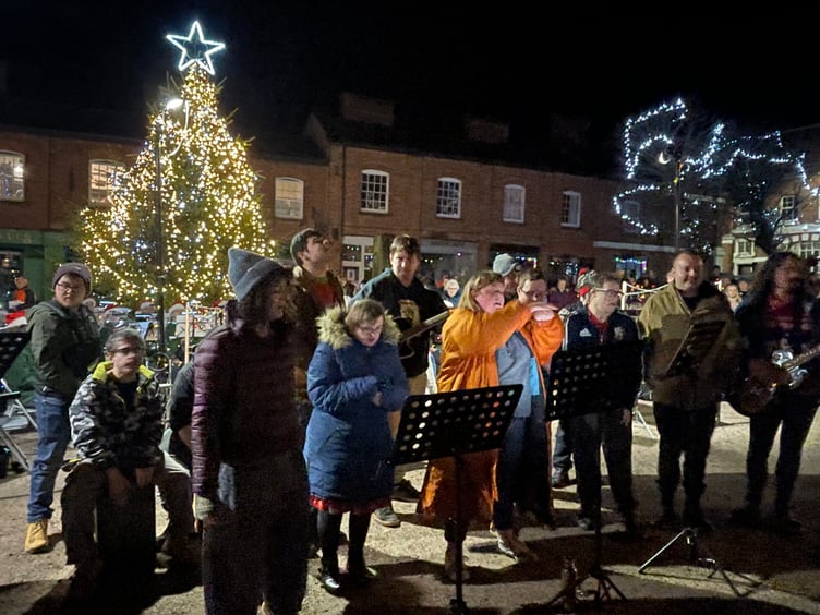 At the Crediton Town Band Carols in the Square evening.