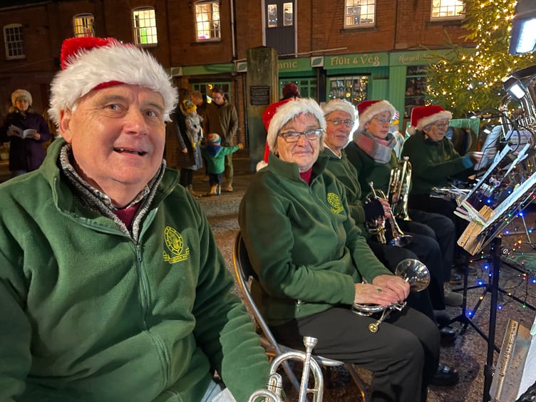 At the Crediton Town Band Carols in the Square evening.