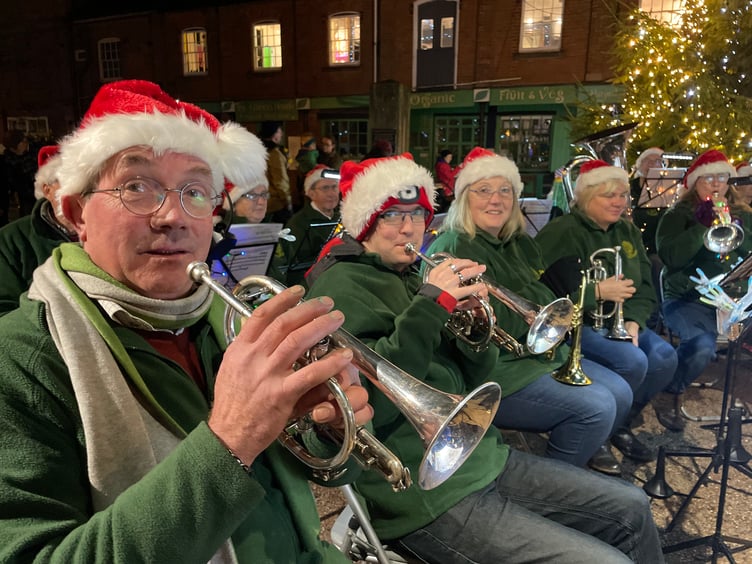 At the Crediton Town Band Carols in the Square evening.