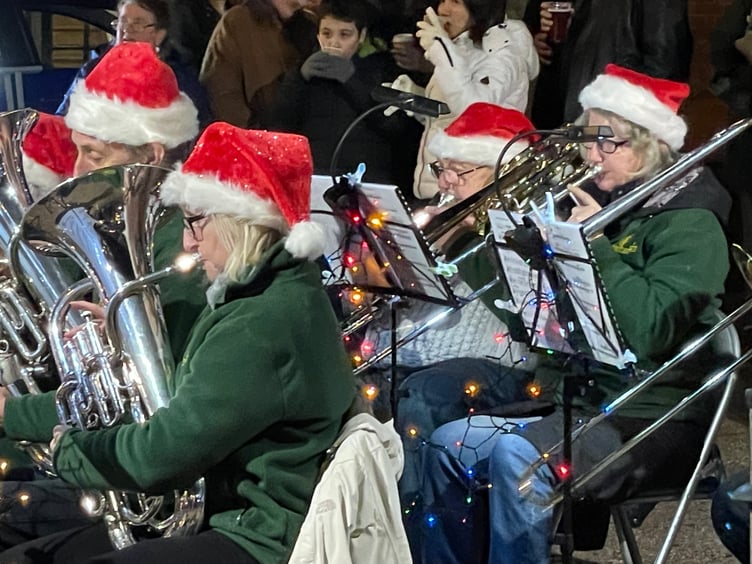 At the Crediton Town Band Carols in the Square evening.