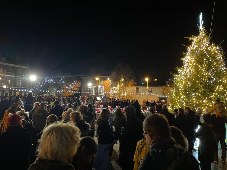 At the Crediton Town Band Carols in the Square evening.