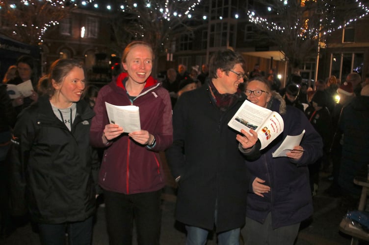 At the Crediton Town Band Carols in the Square evening.
