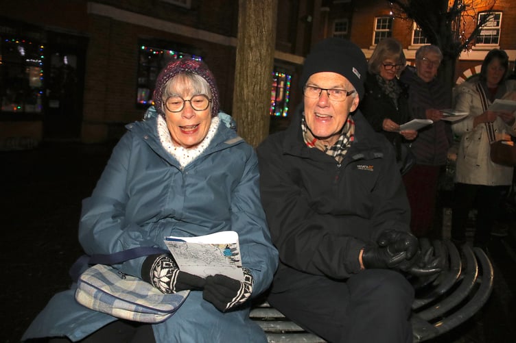 At the Crediton Town Band Carols in the Square evening.