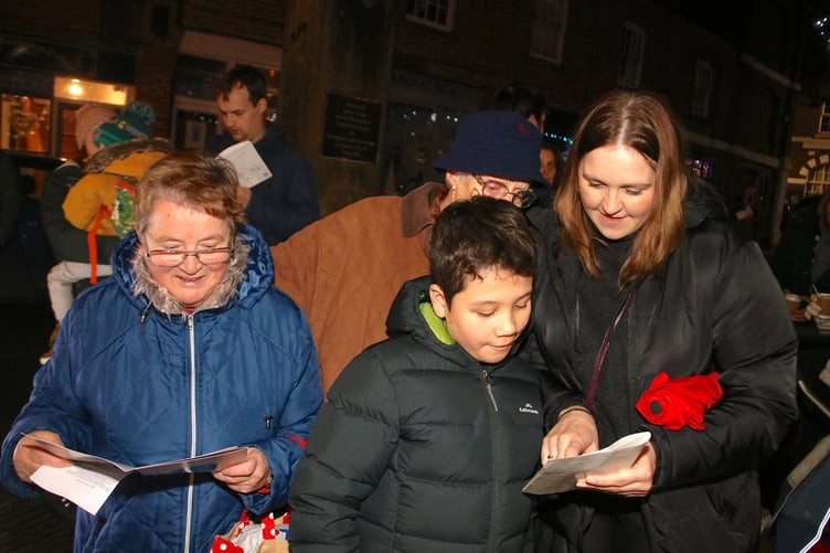 At the Crediton Town Band Carols in the Square evening.
