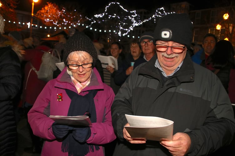 At the Crediton Town Band Carols in the Square evening.