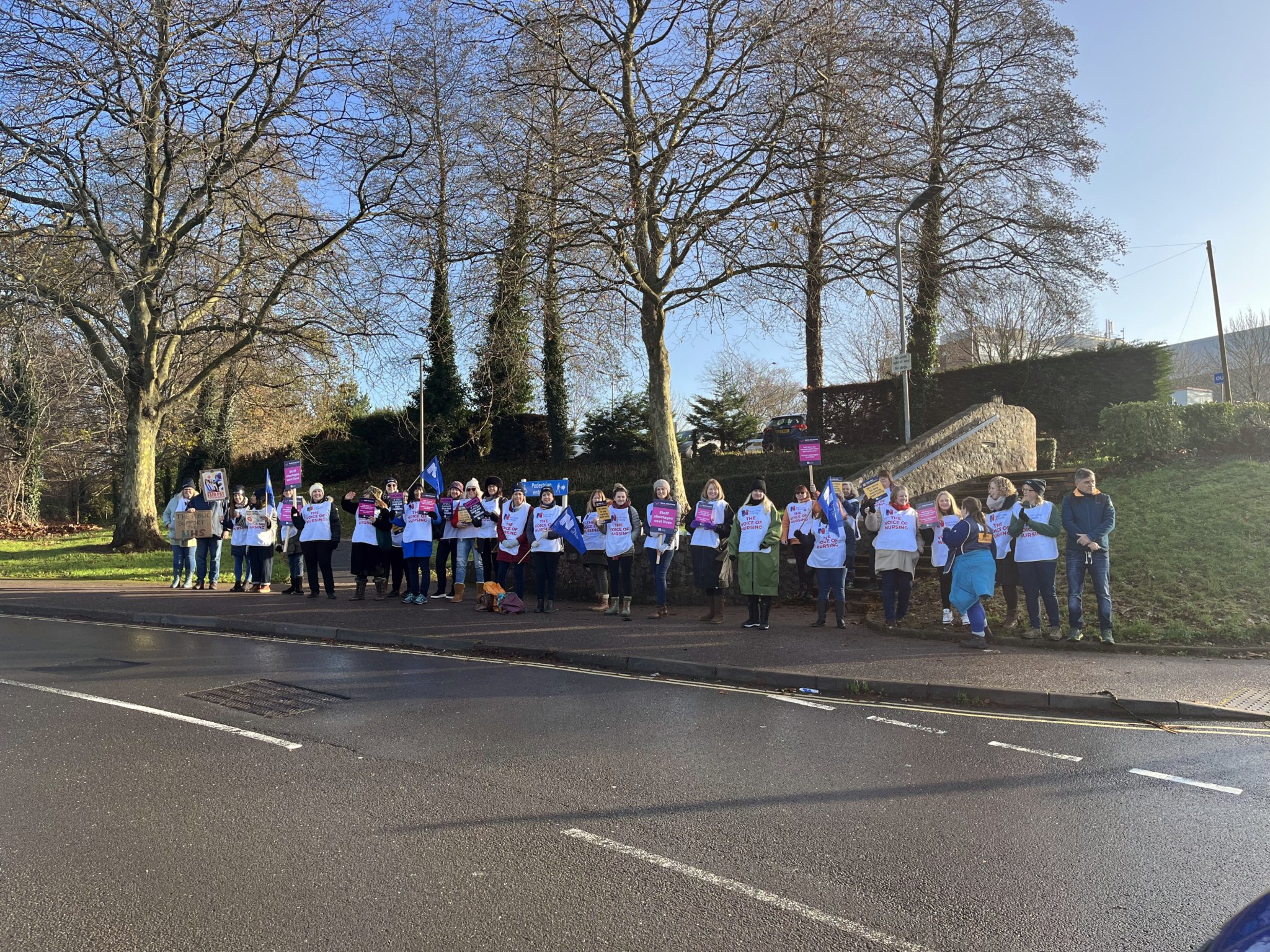 Passing drivers honked their horns in support of striking nurses, pictured outside Torbay Hospital by Mid-Devon Advertiser
reporter Julian Barnes.