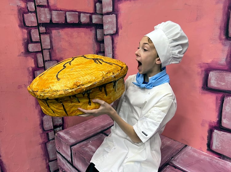 Teignmouth Players’ Louie Robb – Slumber, Karen Allen – Boring Alice, Andy Killen – Dame Trotty Tumkin, John Evans – the Postman.
