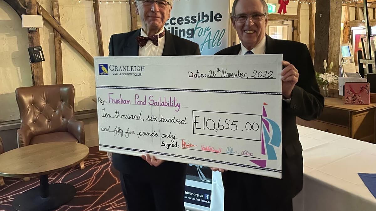 Frensham Sailability receives Cranleigh Golf Club donation