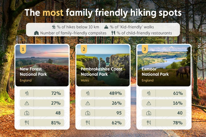 New research reveals the top 10 best family-friendly hiking spots in the UK: New Forest National Park is the best