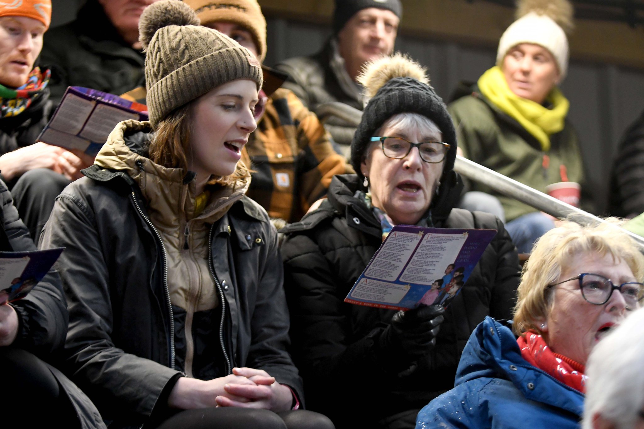 The Annual Christmas Poultry Sale at Central Marts, with carols and music from the Crosby Silver Band -