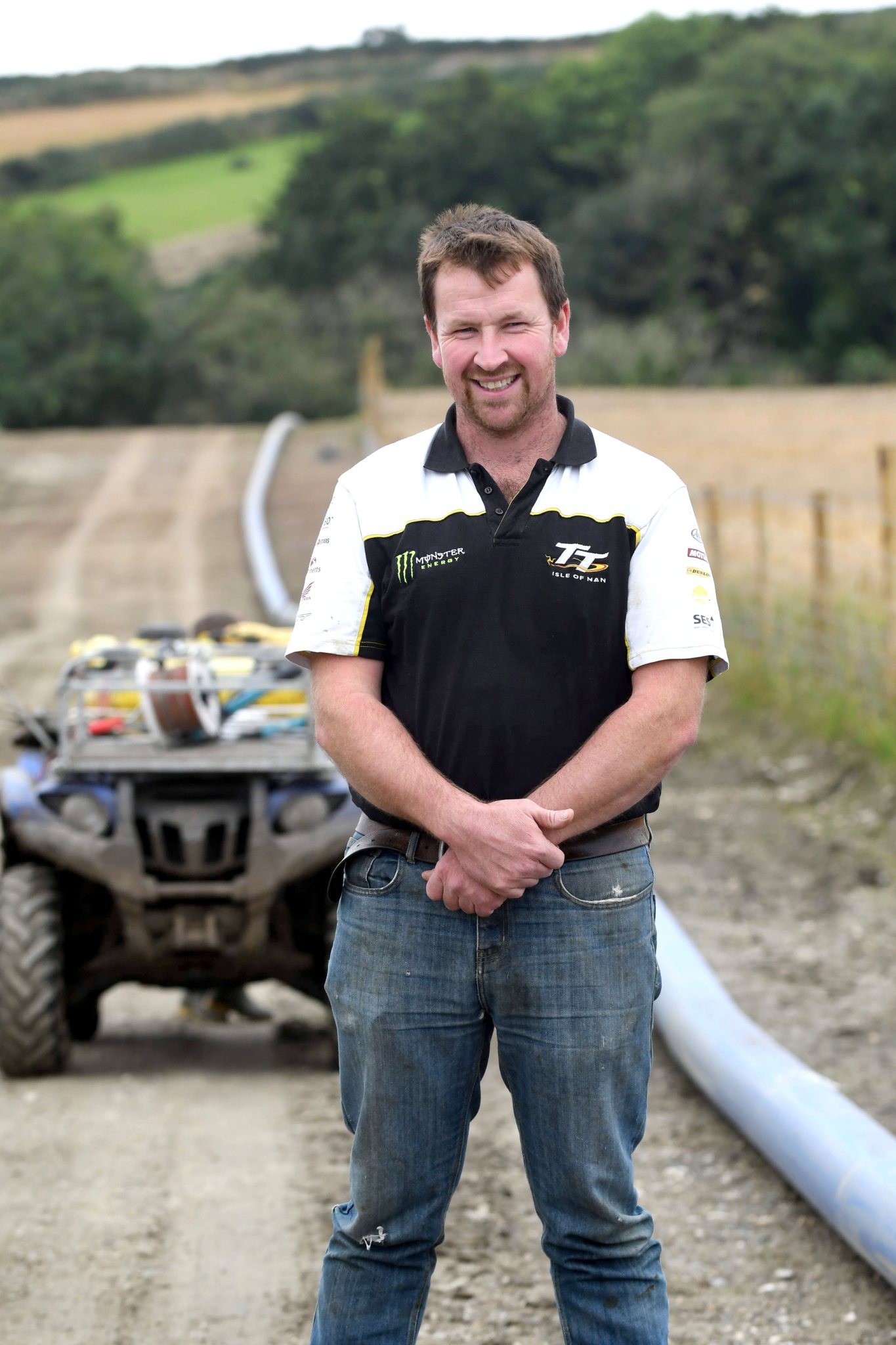 The installation of a water main pipeline between Ronague and Ballakillowey - pictured is farmer David Cooil
