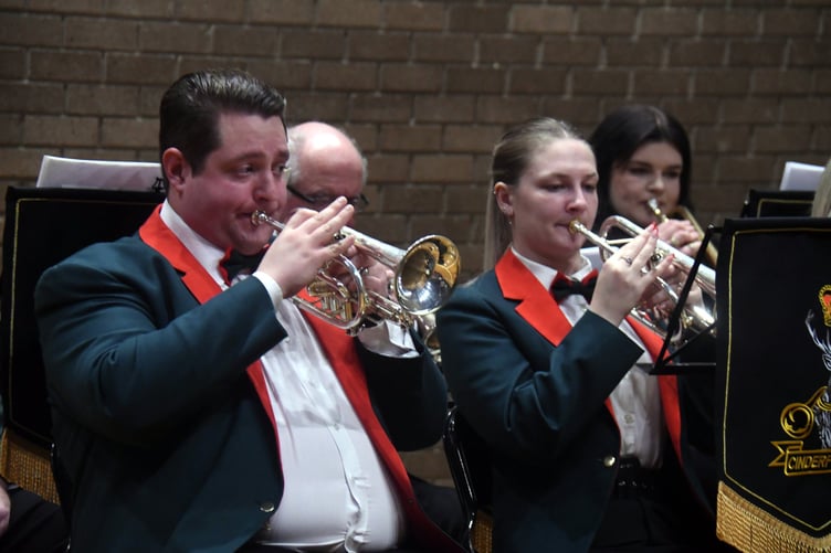 Cornet players Matt Kibble and Rebecca Jessop.