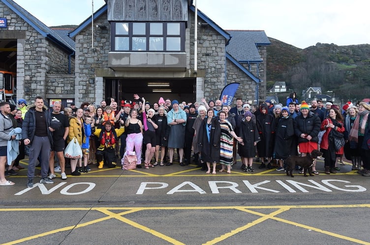 More than 70 braved the elements on New Year's Day in Barmouth