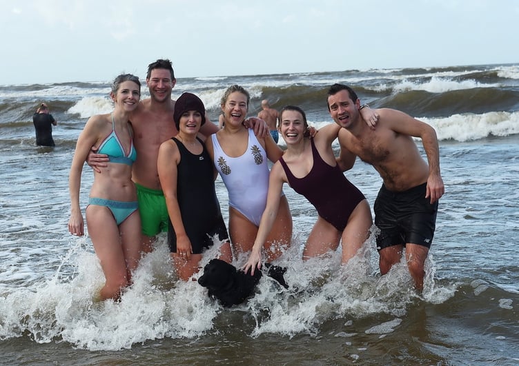 Barmouth Family fun as they take part in the annual New Year's Day Dip at Barmouth Lifeboat