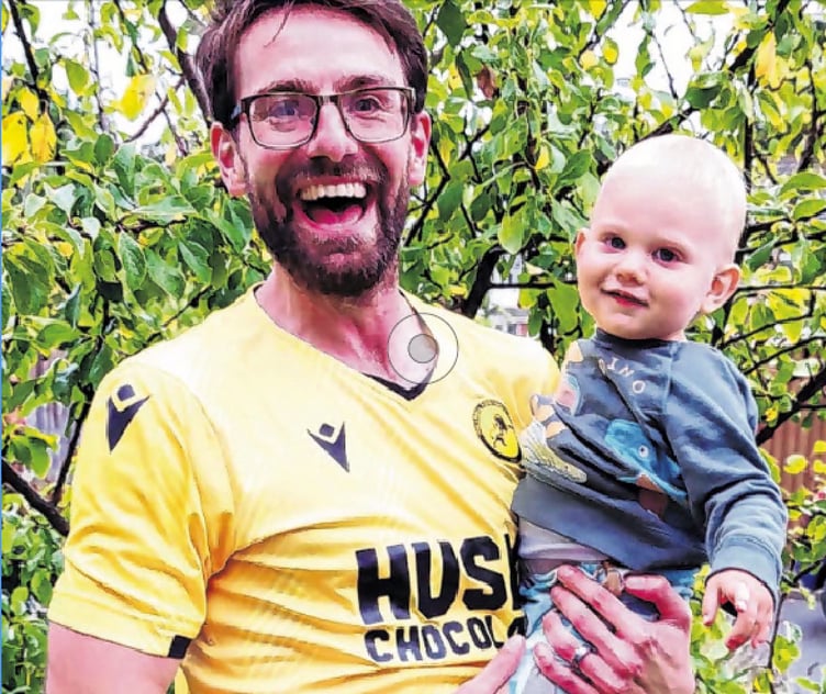 Charity runner Craig Jones and his son Dustin.