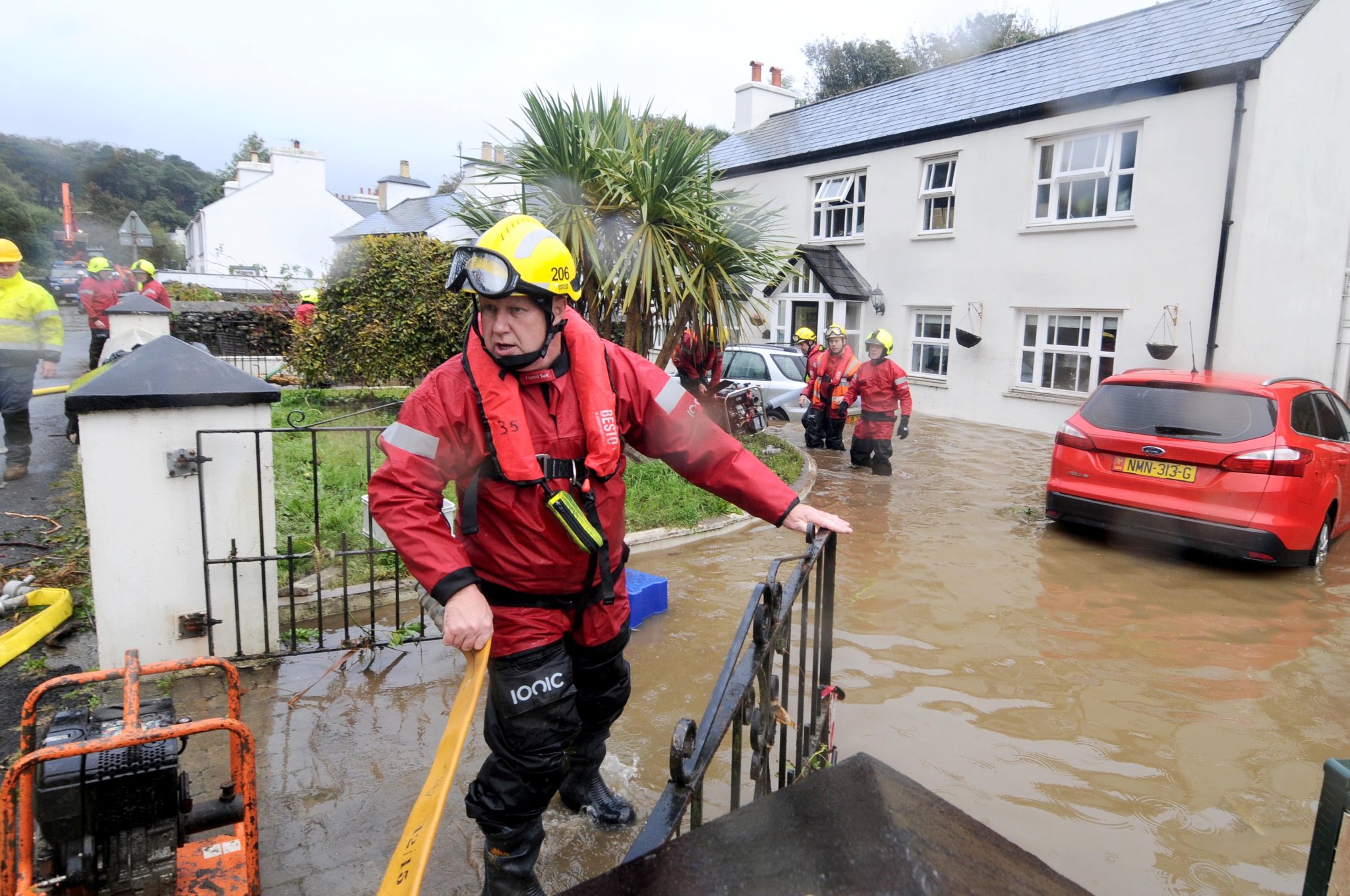 Police declared a major incident due to severe flooding in Laxey after heavy rainfall -