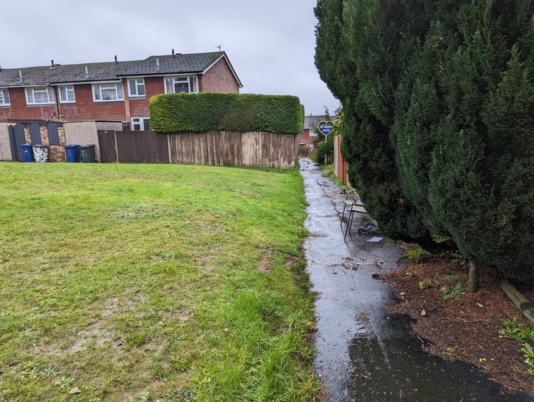 The communal grassed area in the Barrie Road / Sandy Hill Road area where the gruesome discovery was made