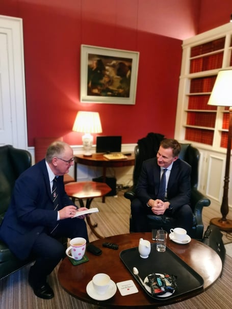 Jeremy Hunt speaks to Herald editor Colin Channon