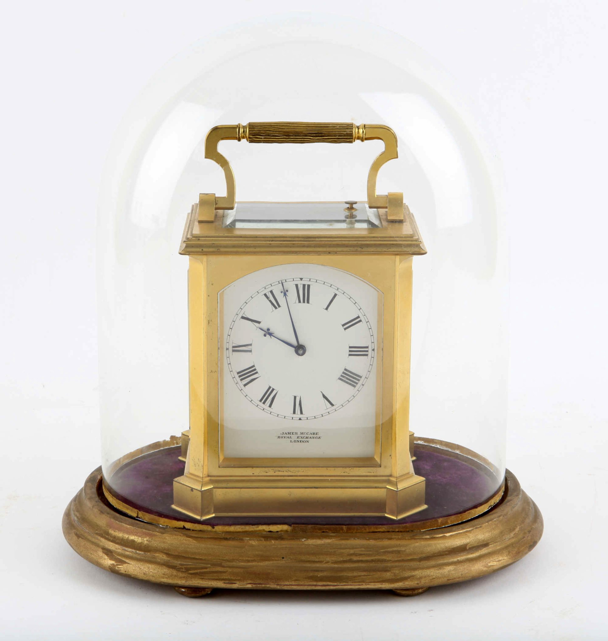 A 19th-century double fusee repeating carriage clock in lacquered brass case