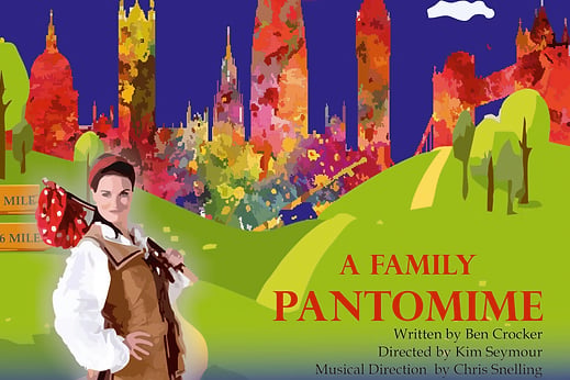 Poster for Haslemere Thespians production of Dick Whittington, Haslemere Hall, January 13th to 21st 2023.